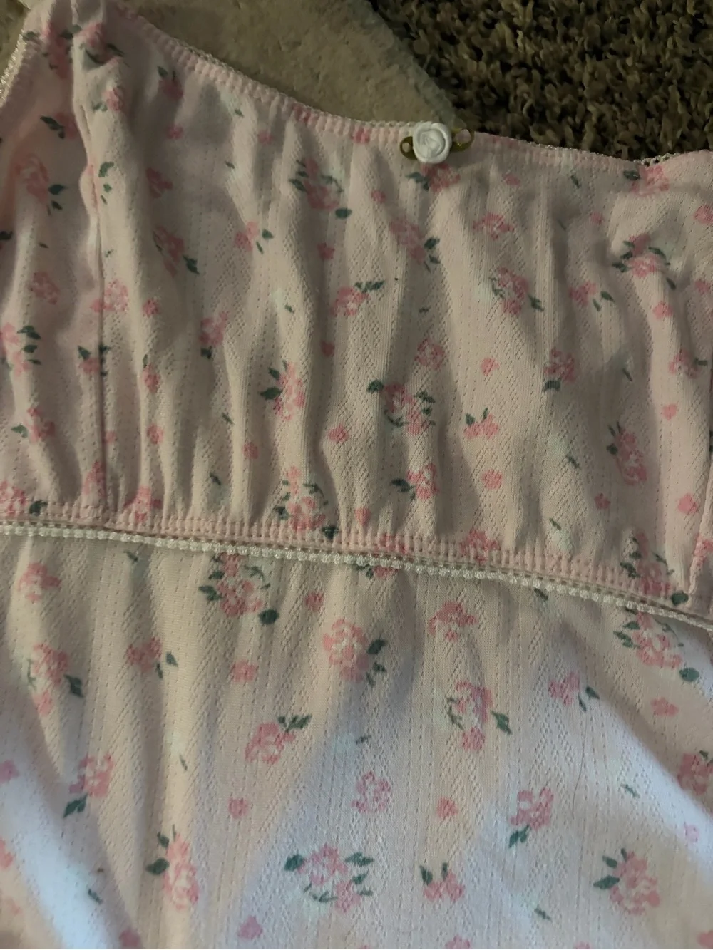 Women's Light Pink Floral Camisole & Pajama Set top size S Bottom size M